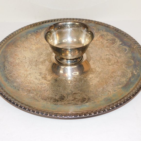 Vintage WM Rogers 866 Silver Plate Chip and Dip Set Family Parties & Gatherings - Picture 7 of 8